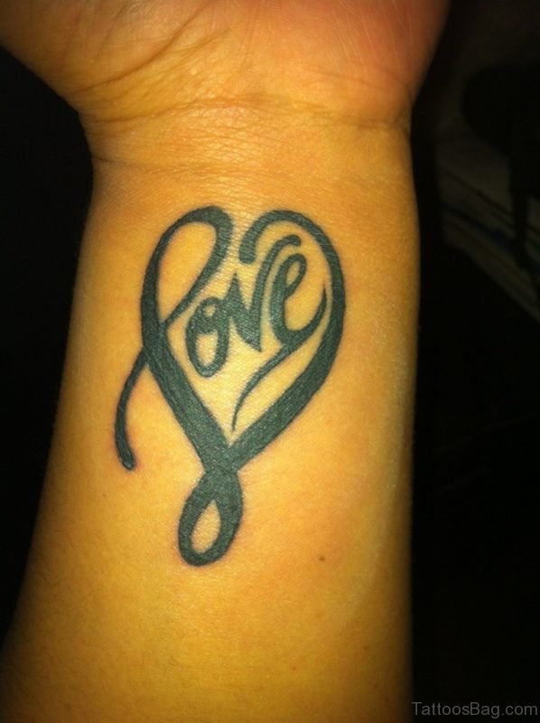 Black Heart And Love Tattoo