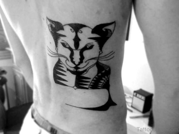 Black Ink Cat Tattoo Design