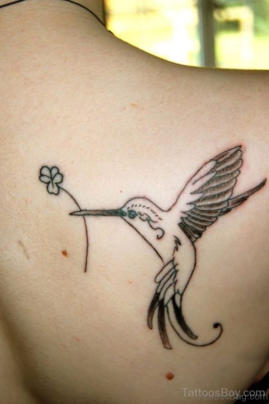 Black Ink Hummingbird Tattoo