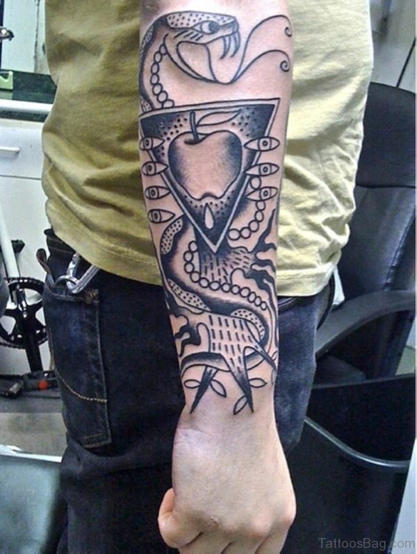 Snake And Apple Tattoo