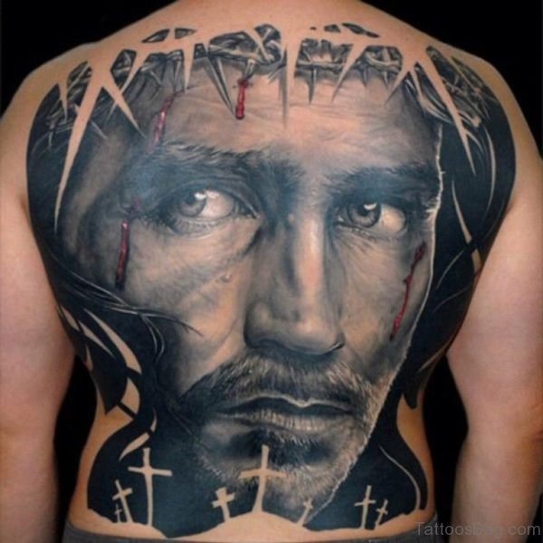 Black Jesus Tattoo On Back