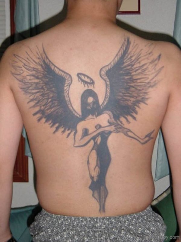 Black Memorial Angel Tattoo