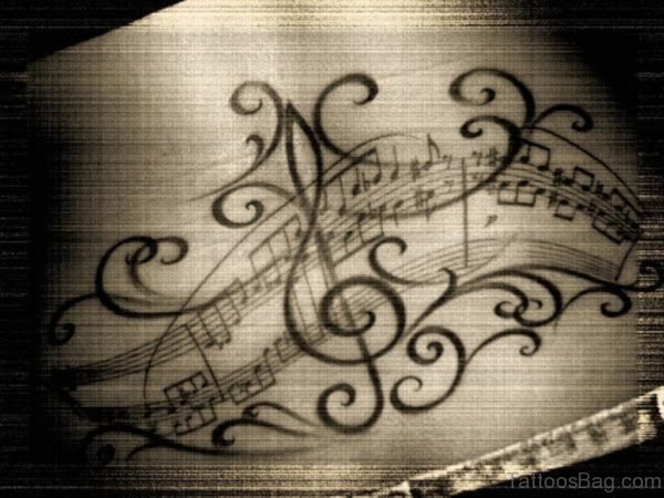 Black Music Notes Tattoo