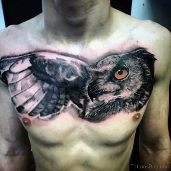 Black Owl Face Tattoo