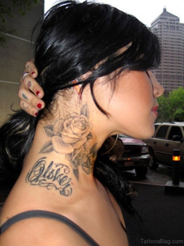Black Rose Tattoo On Neck