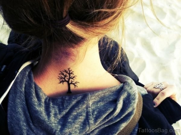 Black Tree Neck Tattoo