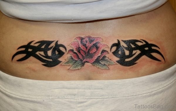 Black Tribal And Rose Tattoo
