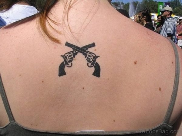 Two Crossing Gun Tattoo 