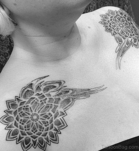 Blade Flower Shoulder Tattoo