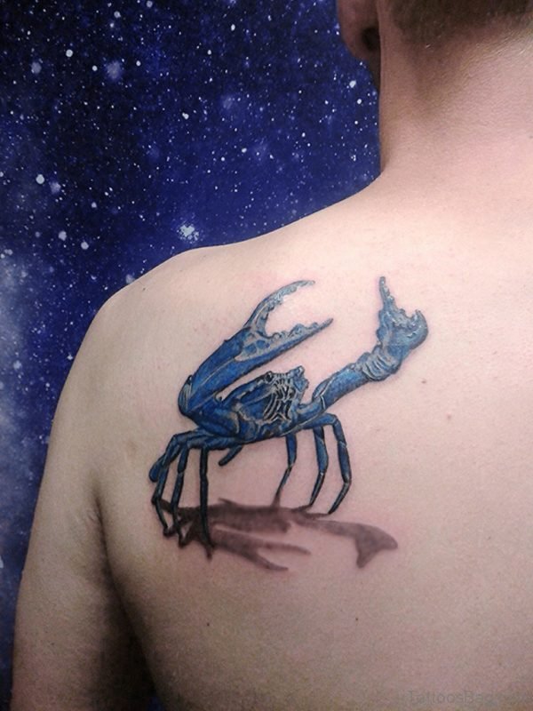Blue Crab Tattoo Design On Back