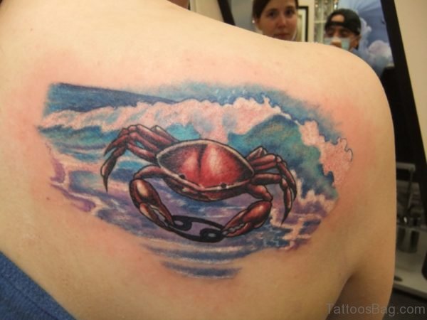 Blue Crab Tattoo On Back