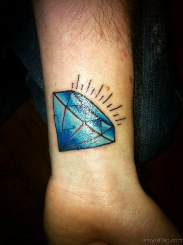 Blue Diamond Tattoo On Wrist
