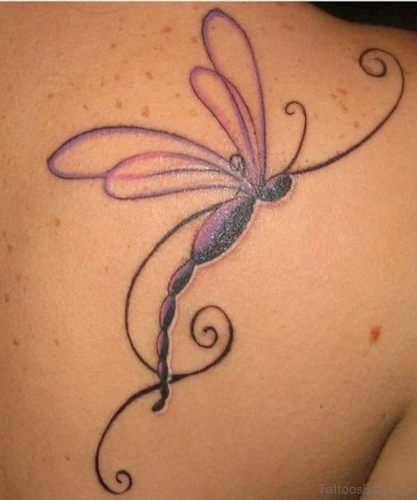 Blue Dragonfly Tattoo On Back
