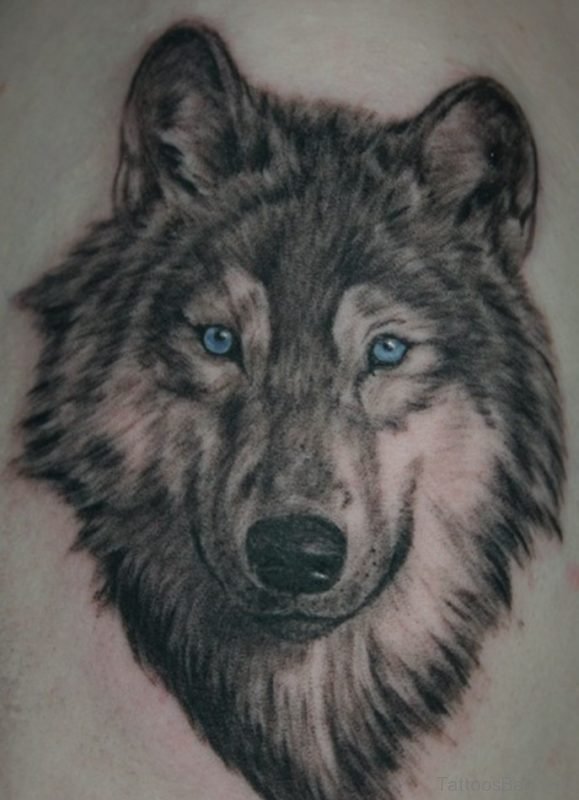Blue Eyes Wolf Tattoo