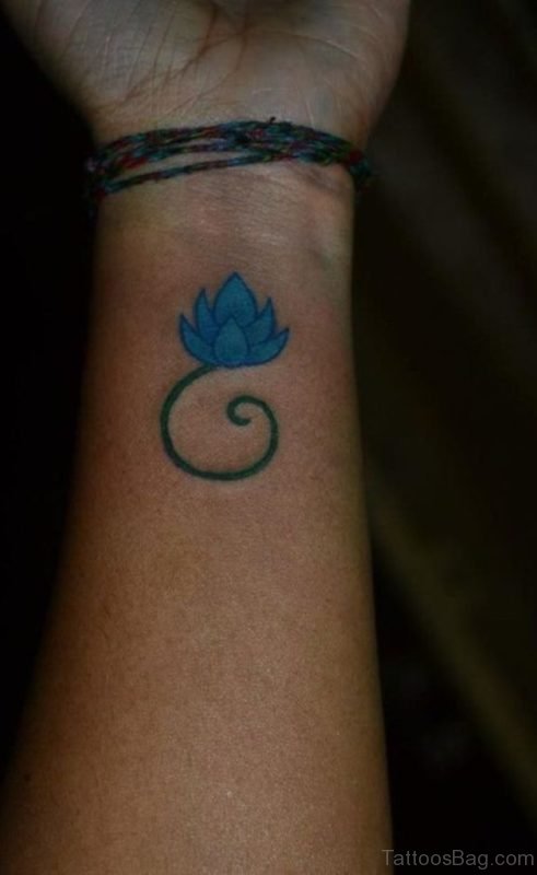 Blue Lotus Tattoo On Wrist