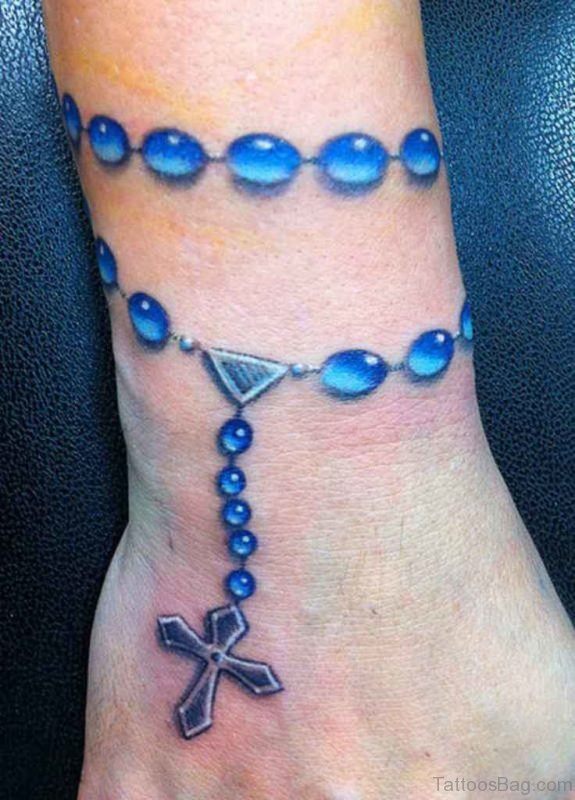 Blue Rosary Tattoo
