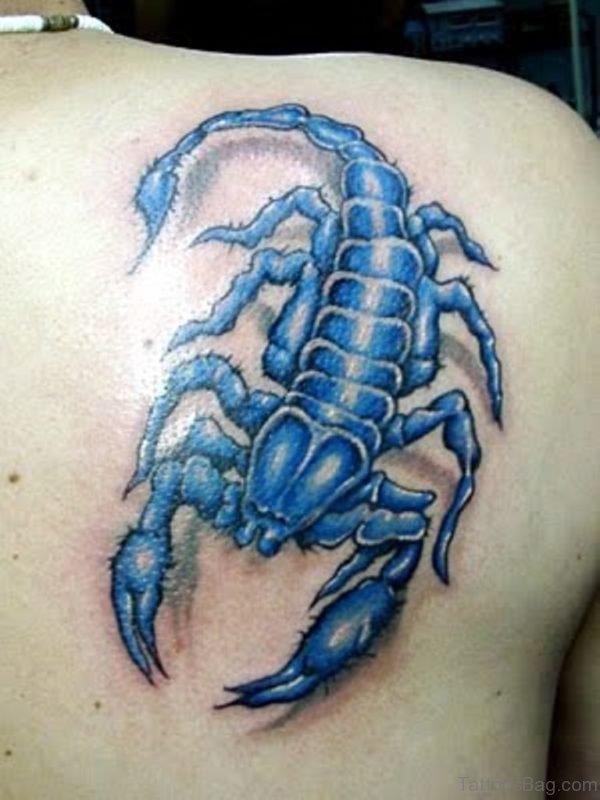 Blue Scorpio Shoulder Tattoo Design