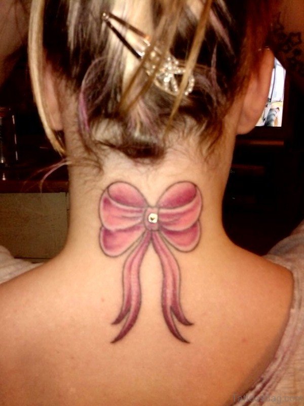 Bow Neck Tattoo For Women