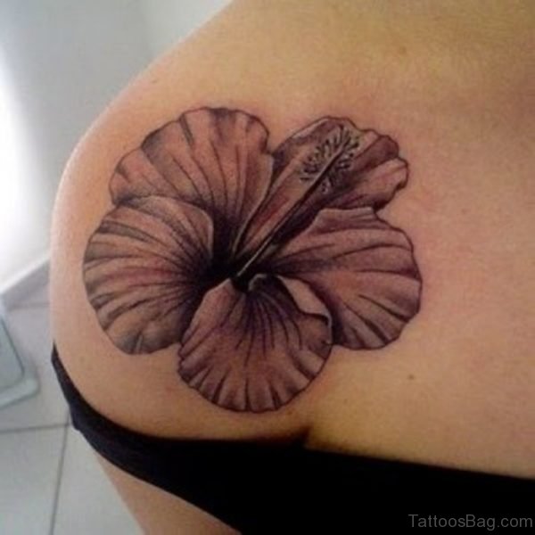 Brown Hibiscus Flower Tattoo