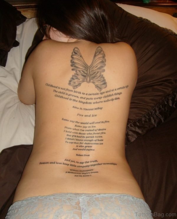 Butterfly And Wording Tattoo