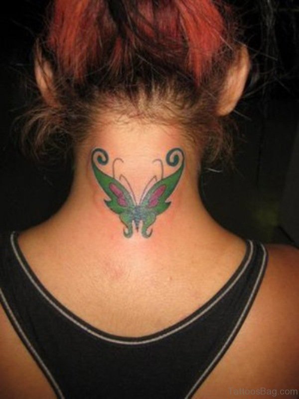 Butterfly Neck Tattoo