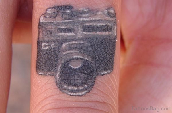 Camera Tattoo On Finger 