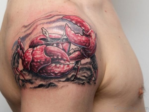 Cancer Tattoo On Right Shoulder