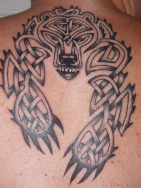 Celtic Wolf Tattoo On Back