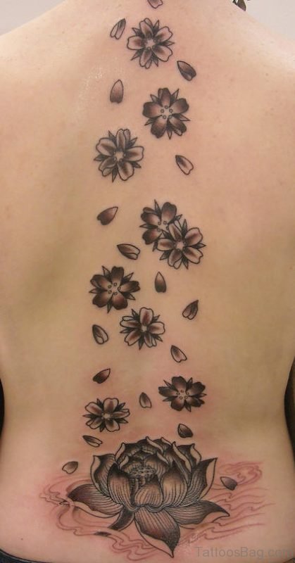 Cherry Blossom And Lotus Tattoo