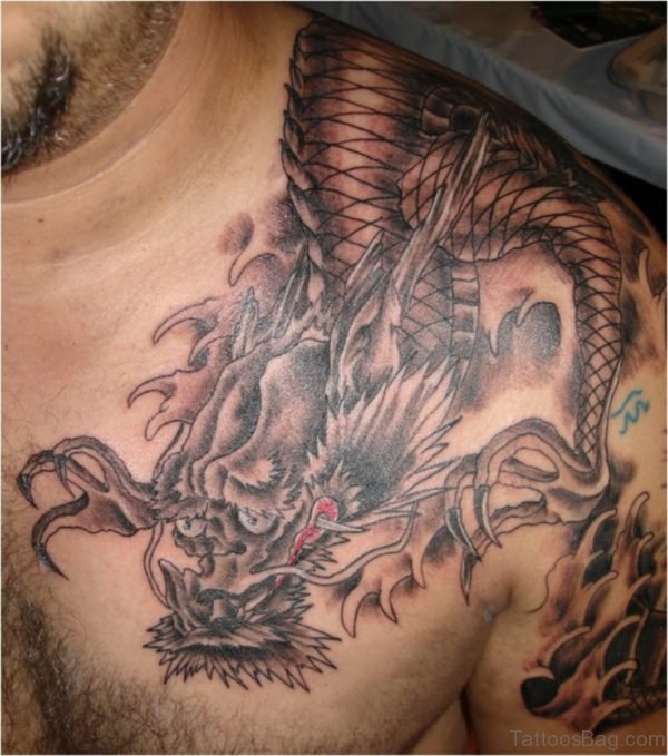 Chinese Black Dragon Shoulder Tattoo