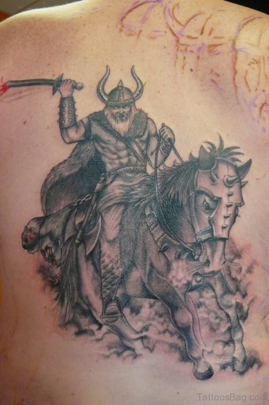 Classic Warrior Tattoo On Back