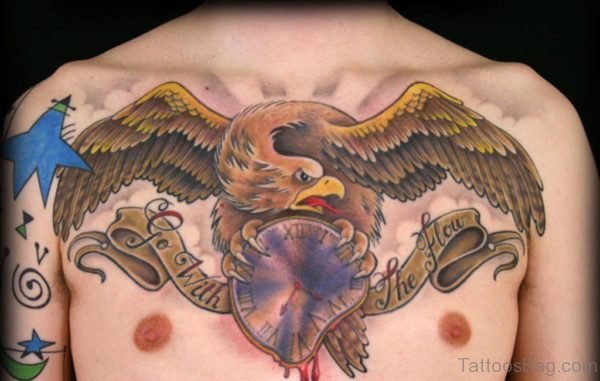 Clock And Eagle Tattoo