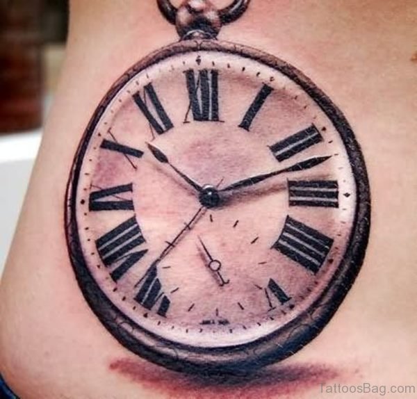 Clock Tattoo On Lower Back