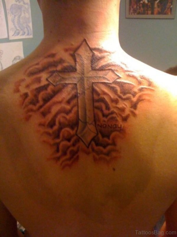 Cloud Tattoo Design with Cross