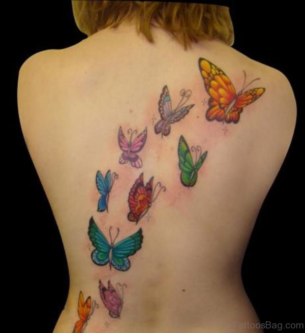 Beautiful Butterflies Tattoo On Back