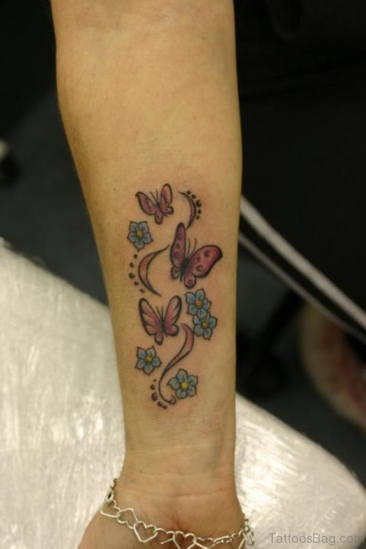 Colored Butterfly Tattoo On Wrist
