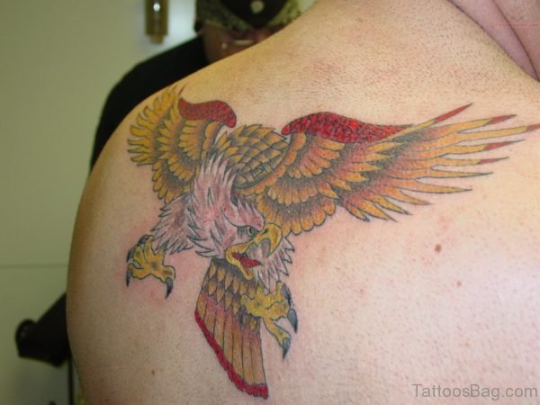 Colored Eagle Tattoo On Back