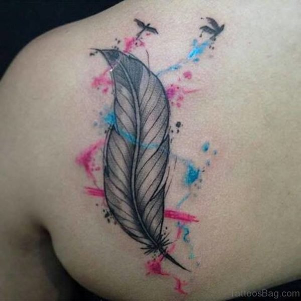 Colored Feather Tattoo Design