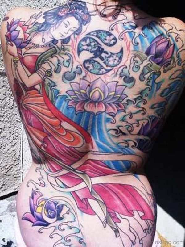 Colored Geisha Girl Tattoo