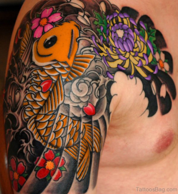 Colored Koi Fish Tattoo