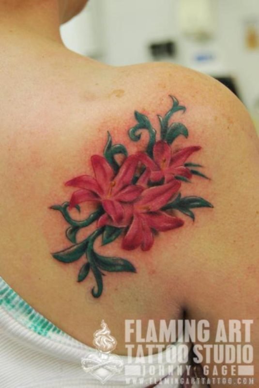 Colored Lily Tattoo