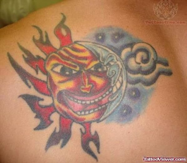 Colored Moon Tattoo