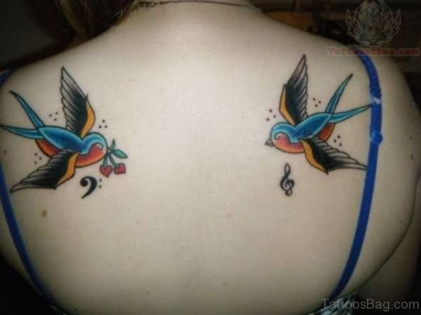 Colored  Swallow Tattoo