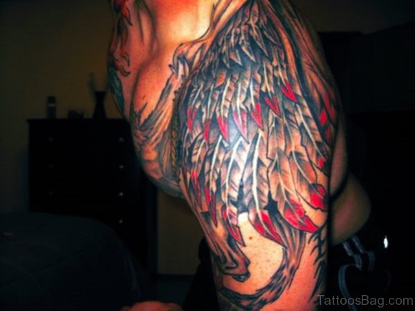 Colored Wings Tattoo For Men
