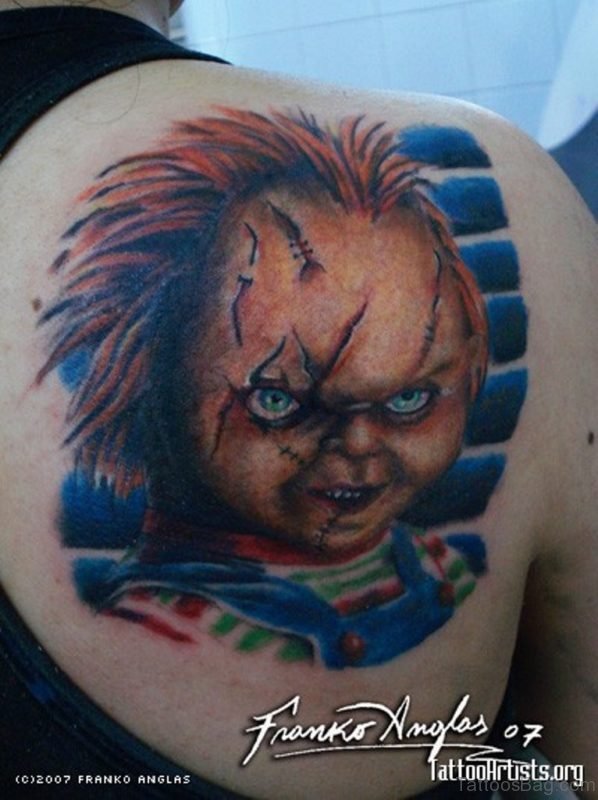 3D Horror Chucky Face Tattoo