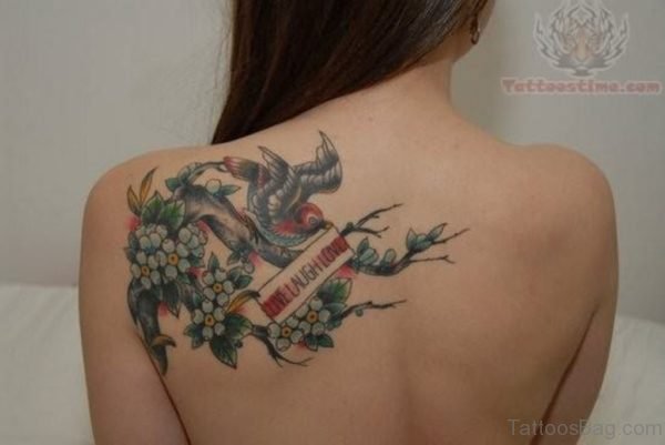 Colorful Birds Tattoo On Back