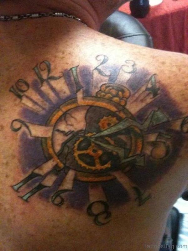 Colorful Clock Tattoo