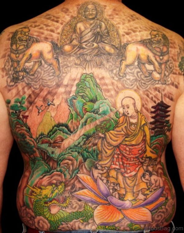 Colorful Buddhist Tattoo Design