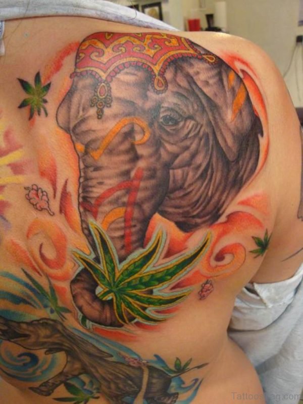 Colorful Elephant Tattoo Design