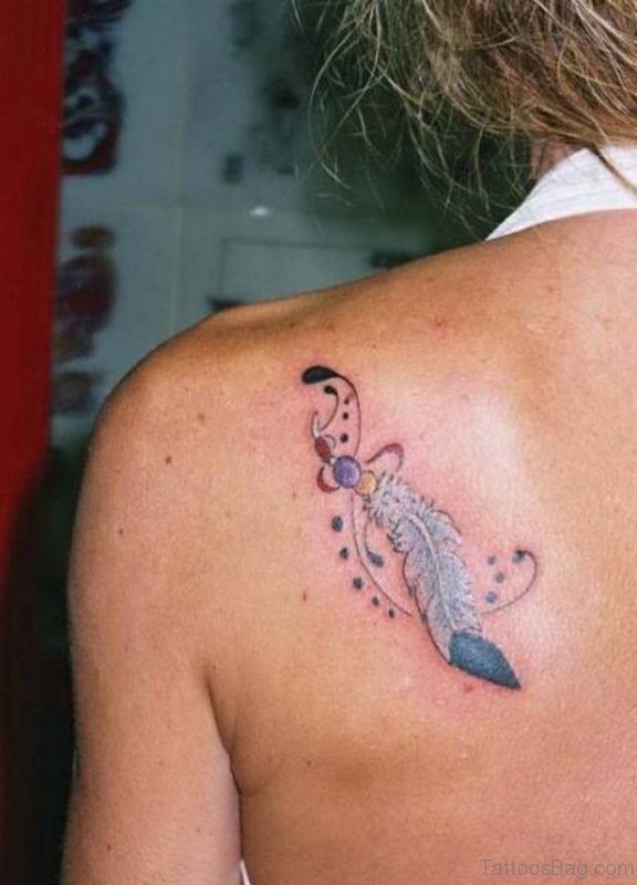 Feather Tattoo On Right Back